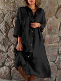 Women's Super Soft Cotton Linen Extra Loose Button Dress