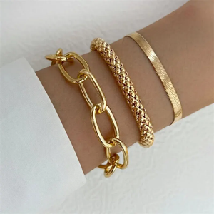 Cuban Curb Link Flat Snake Corn Shaped Chain Bracelets