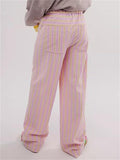 Low-rise Striped Drawstring Pants for Women