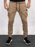 Men's Solid Close-fitting Ankle-tied Cargo Trousers