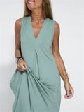 Women's V Neck Sleeveless Side Slit Simple Leisure Dress