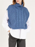 Ladies Stylish Cable Knitting Turtleneck Sleeveless Sweaters