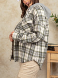 Women's Multicolored Plaid Hooded Coat with Pockets