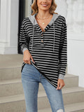 Sports Style Contrast Color Stripe Spring Hoodies for Women