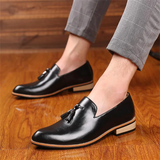 Men's Vintage Glossy Pointed Toe Tassel Dress Shoes