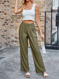 Candy Color Elastic Waist Straight-Leg Casual Pants for Women