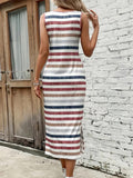 Sleeveless Striped Split Dresses for Ladies