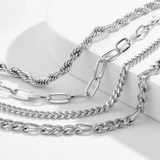 4pcs/Set Twisted Cuban Link Chain Silver Bracelets