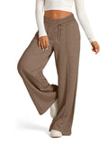 Solid Color Wide Leg Sporty Trousers for Ladies