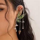 Fairy Wings Floral Pearl Pendant Clip Earring for Women