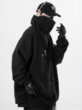 Men's Harajuku High Collar Oversized Sweatshirt with Pocket