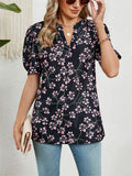 Bohemian Style V Neck Paisley Print Fitted Shirt for Women