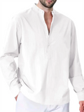 Men's Lightweight Button Design Mandarin Collar Shirt