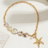 Ladies Conch OT Buckle Starfish Imitation Pearl Necklaces