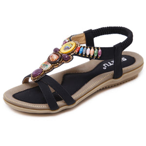 Female Leisure Chic Ethnic Style Beaded Sandals