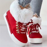 Ladies Faux Fur Lined Round Toe Lace-Up Snow Boots