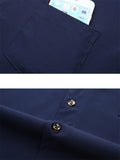 Simple Turn-Down Collar Button Up Long Sleeve Shirt for Men