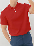 Men's Simple Solid Color Short Sleeve Polo Shirt