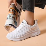 White & Black Classic Breathable Knitted Sports Shoes for Women