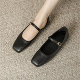 Ladies Square Toe Elegant Retro Mary Jane Flat Loafers