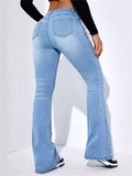 Fashion Slim Fit Stretchy Mid-Rise Bell-bottom Jeans for Women