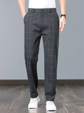 Men's Fashionable Regular Fit Checked Dress Pants