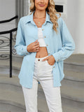 Candy Color Loose Casual Long Sleeve Blouse for Women