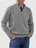 Men's Fall V Neck Half Zip Warm Knit Sweater