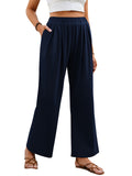 Loose Fit Wide-Leg Elastic Waist Pants for Women