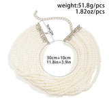 Ladies Elegant Imitation White Pearl Multilayer Beaded Necklace