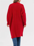 Ladies Oversized Mid-length Knit Sweater with Pockets