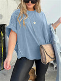 Stylish Side Studded Oversized Short Sleeve Shirt for Women