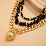 3pcs/Set OT Buckle Heart Symbol Metal Chain Necklaces