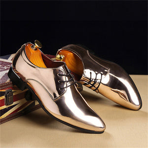 Men's Fashionable Pointed Toe Glossy Artificial Leather Dress Shoes