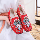 Female Chinese Peking Opera Character Embroidered Cloth Loafers