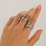 Trendy Irregular Lava Adjustable Rings for Couples