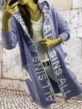 All Sins Letter Contrast Color Hooded Knitted Sweater for Lady