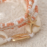 Sea Snail Starfish Seed Beads Weaving Rope Bracelets