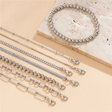 8Pcs/Set Trendy Metal Chain Bead Bracelets for Women