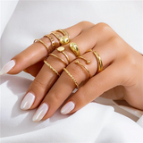 10Pcs/Set Gold Luxury Party Opening Rings for Women