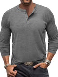 Men's Stretchy Slim Fit Casual Long Sleeve Henley Shirt