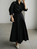 Elegant Simple V-Neck Long Shirt Dress for Women