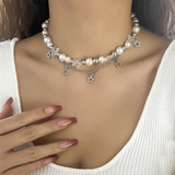 Fashion Star Pendant Imitation Pearls Necklace for Women