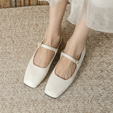 Ladies Square Toe Elegant Retro Mary Jane Flat Loafers