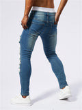 Men's Slim-fitting Stretchy Sparkling Ripped Patch Jeans