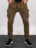 Men's Solid Close-fitting Ankle-tied Cargo Trousers