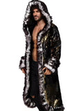 LED Light Up Costume Men's Hooded Faux Fur Coat