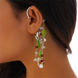 Forest Element Flower Leaf Mushroom Pendant Clip Earring for Women