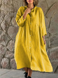 Women's Super Soft Cotton Linen Extra Loose Button Dress