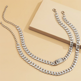 Women's 2Pcs/Set Hip Hop Gold & Silver Metal Chain Chunky Necklaces